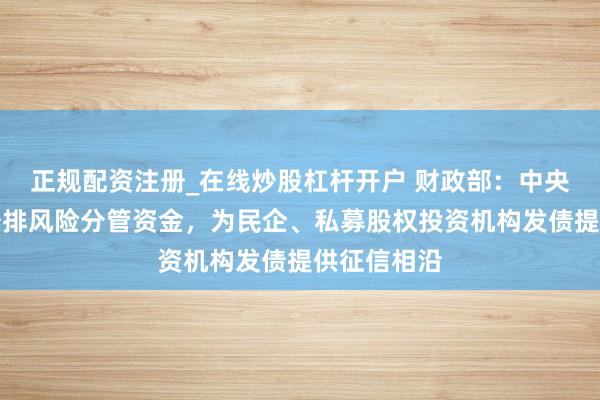 正规配资注册_在线炒股杠杆开户 财政部：中央财政极端安排风险分管资金，为民企、私募股权投资机构发债提供征信相沿